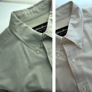 2 PACK OF Eddie Bauer Wrinkle Free Button Down Shirts M Light Colors Excellent